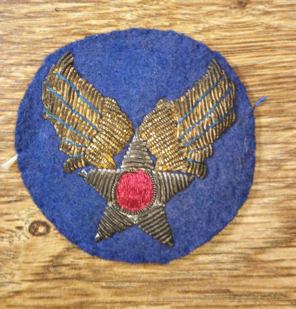 WW2 USAAF Shoulder Patch, Gold Bullion Thread, Rare Collectable