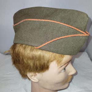 WW2 US Army khaki Garrison Cap Signal Corps Orange and white piped size 7 1/4"
