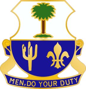 163rd Infantry Regiment Unit Crest (Men, Do Your Duty) Montana Army National Guard.