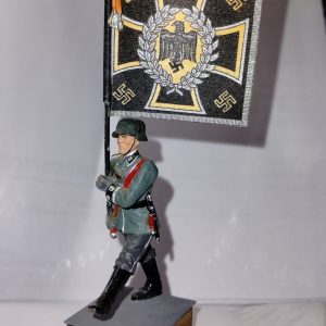Lead Statue of WW2 German Wehrmacht Band infantry standard-bearer with Black flag