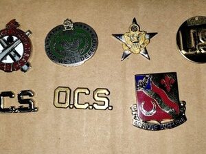 A Lot Of 7 Unit Crest And Distinctive Insignias From The US Army. Used