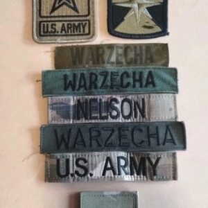 Lot Of 8 US Army Unit Patches,Name Tapes, Rank Various Camo Patterns