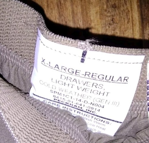 NEW WITH TAGS MILITARY  LIGHTWEIGHT CW DRAWERS BOTTOMS SIZE EXTRA LARGE REGULAR - Image 2