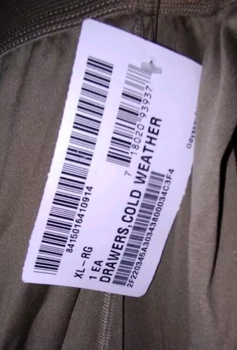 NEW WITH TAGS MILITARY  LIGHTWEIGHT CW DRAWERS BOTTOMS SIZE EXTRA LARGE REGULAR - Image 3