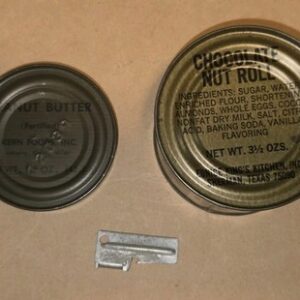 NOS VIETNAM Era C-Ration Chocolate nut roll, Peanut butter & P38 Can Opener NOS