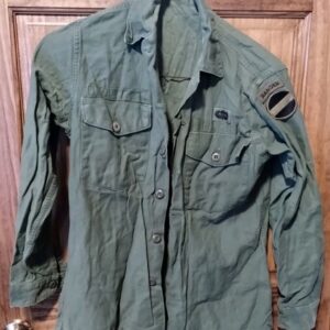 US Army OG 107 Sateen LS Shirt Size 15 1/2 X 33 Used Airborne Ranger Dated 1967 #1