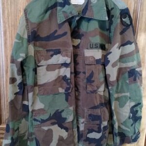 Used BDU Shirt/Coat Small Regular Cold Weather Heavy Weight Woodland Camo Faded