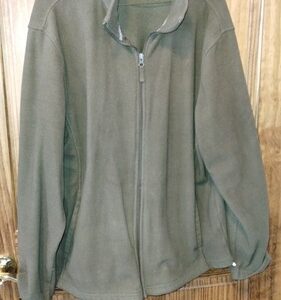 Used Starter Men's Olive Green Full Zip Fleece Jacket Size Large